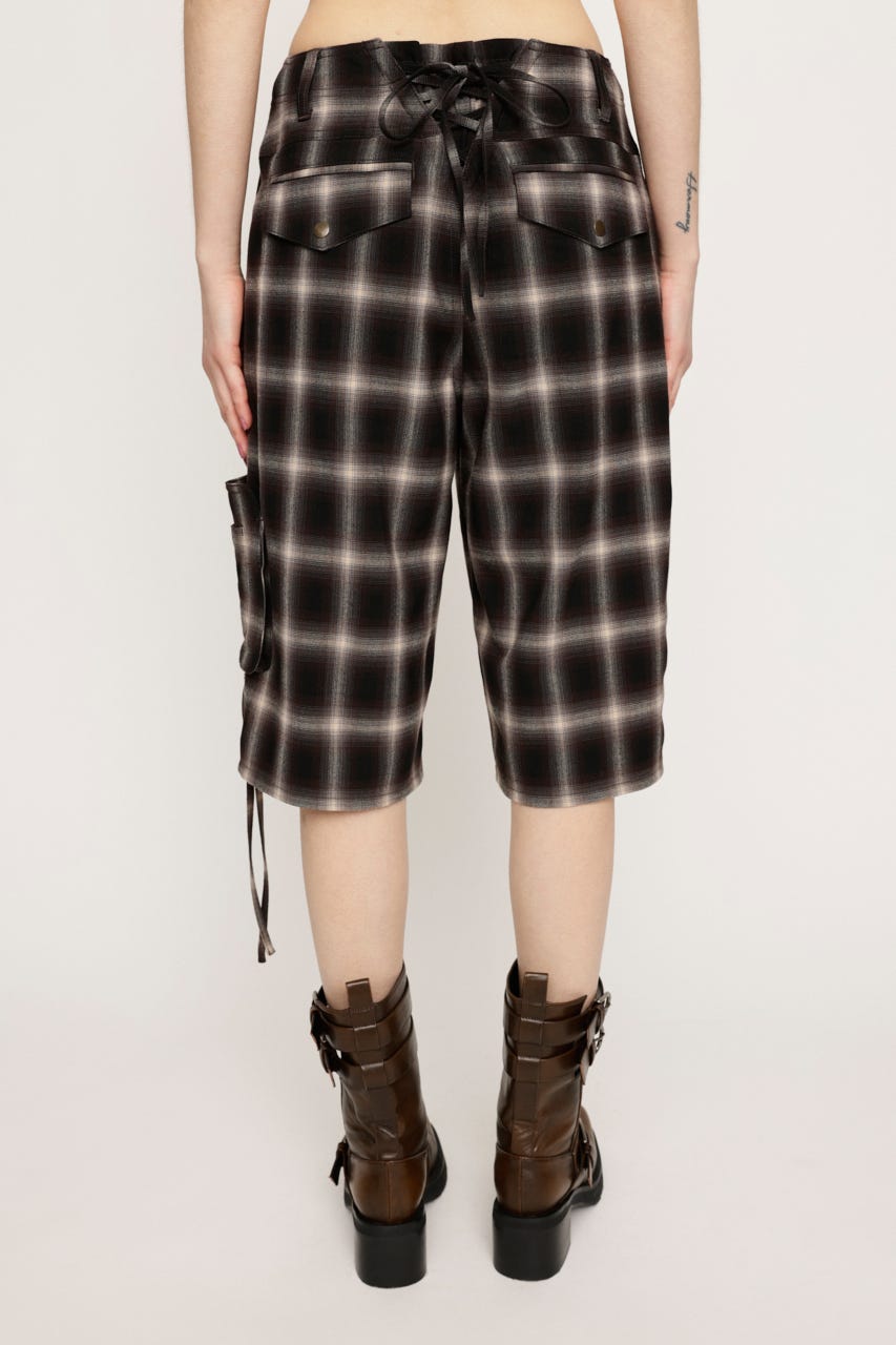 DAMAGE LACE CHECK MIDDLE パンツ M/BRN 2