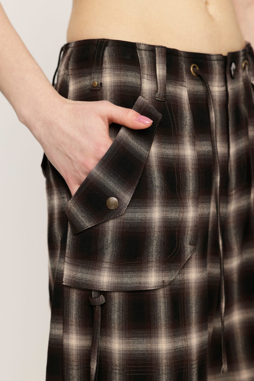 DAMAGE LACE CHECK MIDDLE パンツ M/BRN 2