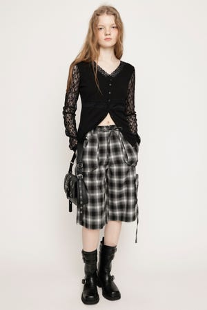 DAMAGE LACE CHECK MIDDLE パンツ