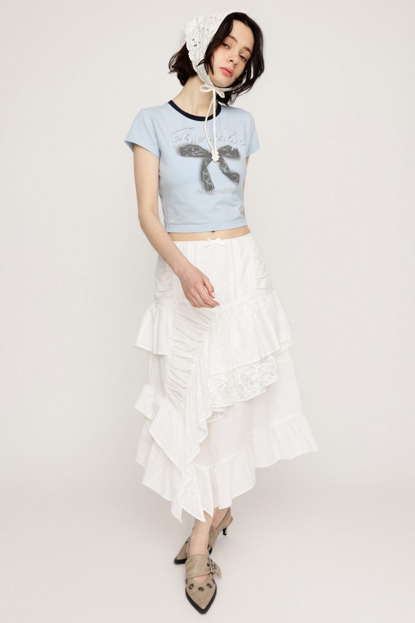 COTTON LACED WRAP DESIGN ロングスカート WHT 1