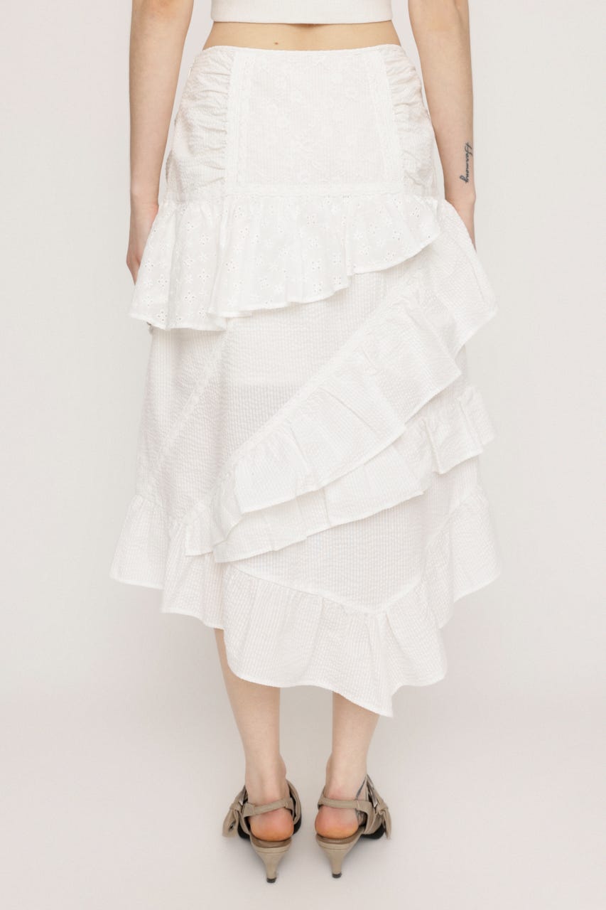 COTTON LACED WRAP DESIGN ロングスカート WHT 1