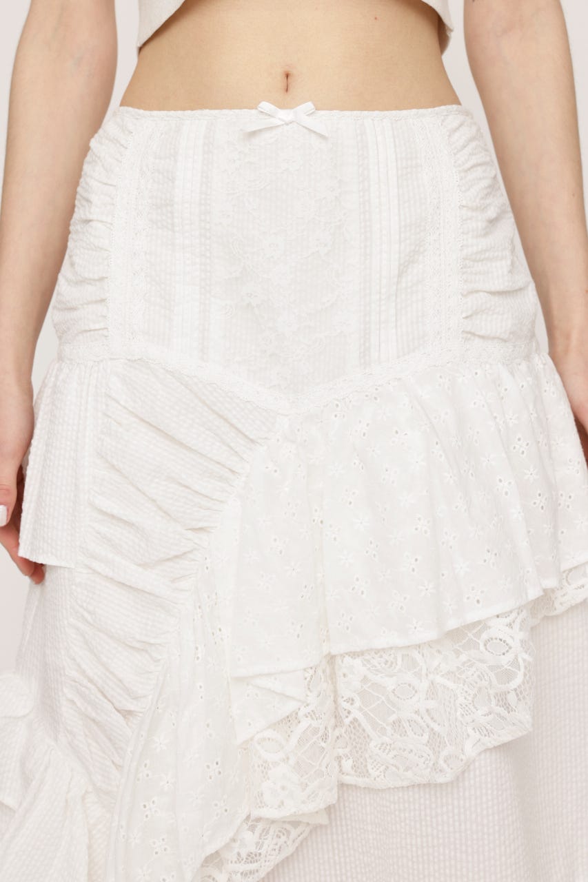 COTTON LACED WRAP DESIGN ロングスカート WHT 1