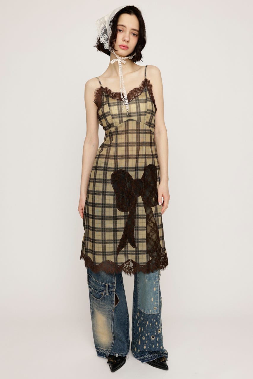 TRIMMING LACE RIBBON CAMI ワンピース M/BEG FREE