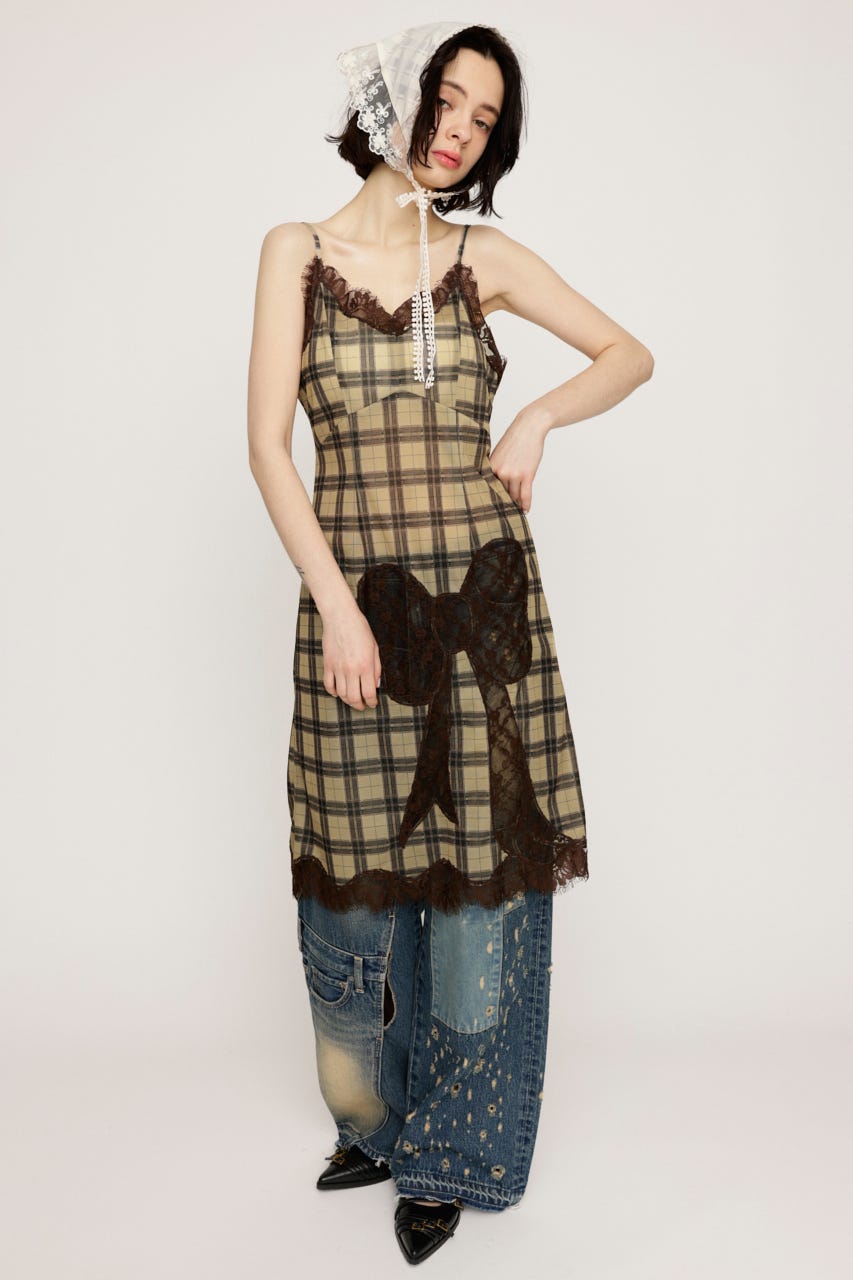 TRIMMING LACE RIBBON CAMI ワンピース M/BEG FREE