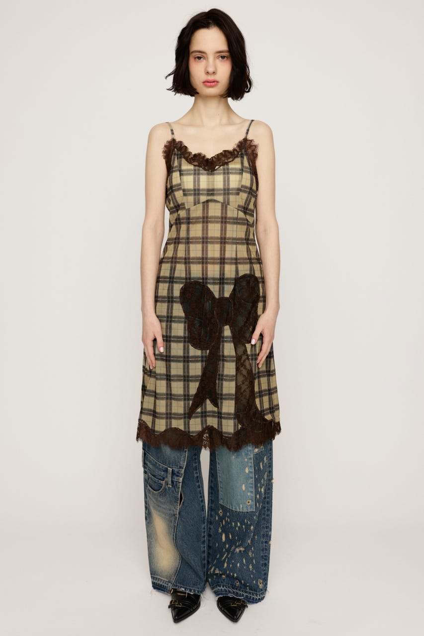 TRIMMING LACE RIBBON CAMI ワンピース M/BEG FREE