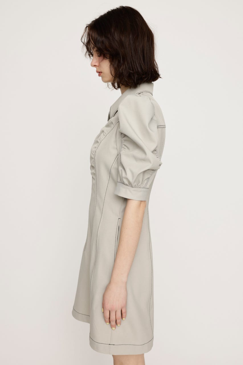 FRONT ZIP GATHER ショートワンピース IVOY 1