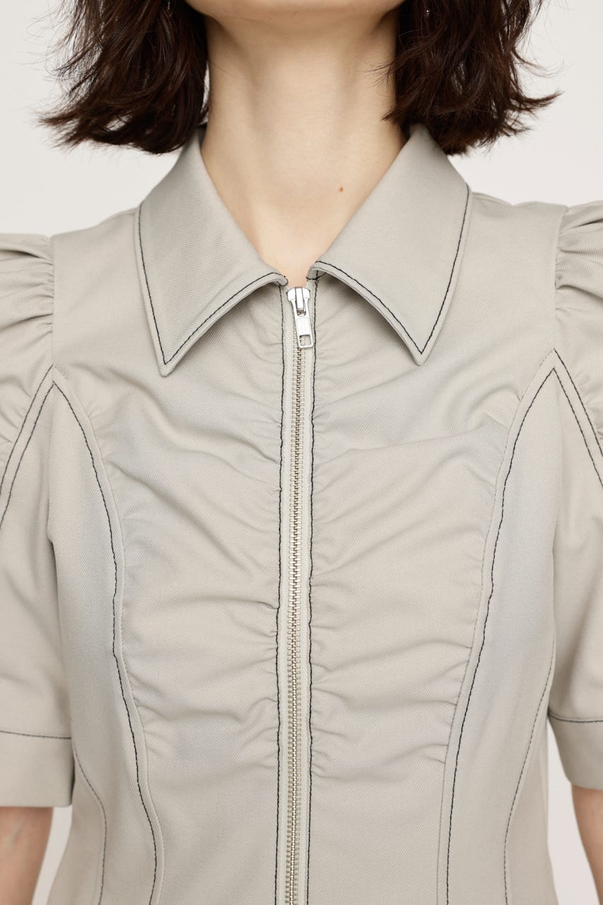 FRONT ZIP GATHER ショートワンピース IVOY 1