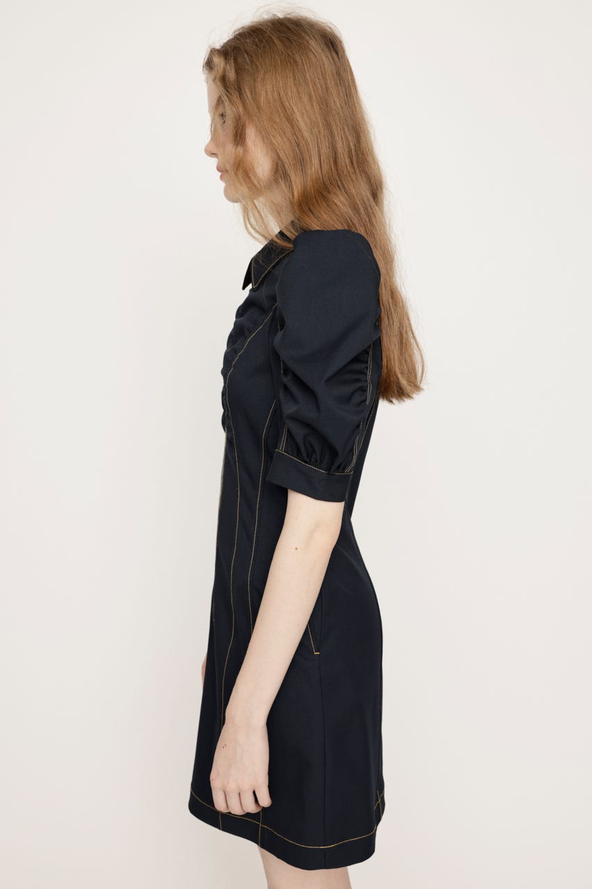 FRONT ZIP GATHER ショートワンピース NVY 1