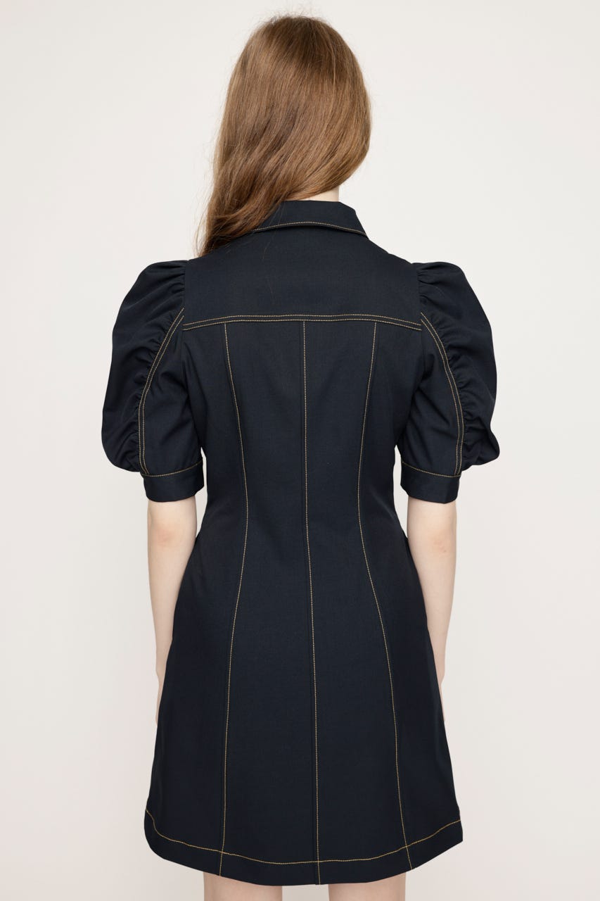 FRONT ZIP GATHER ショートワンピース NVY 1