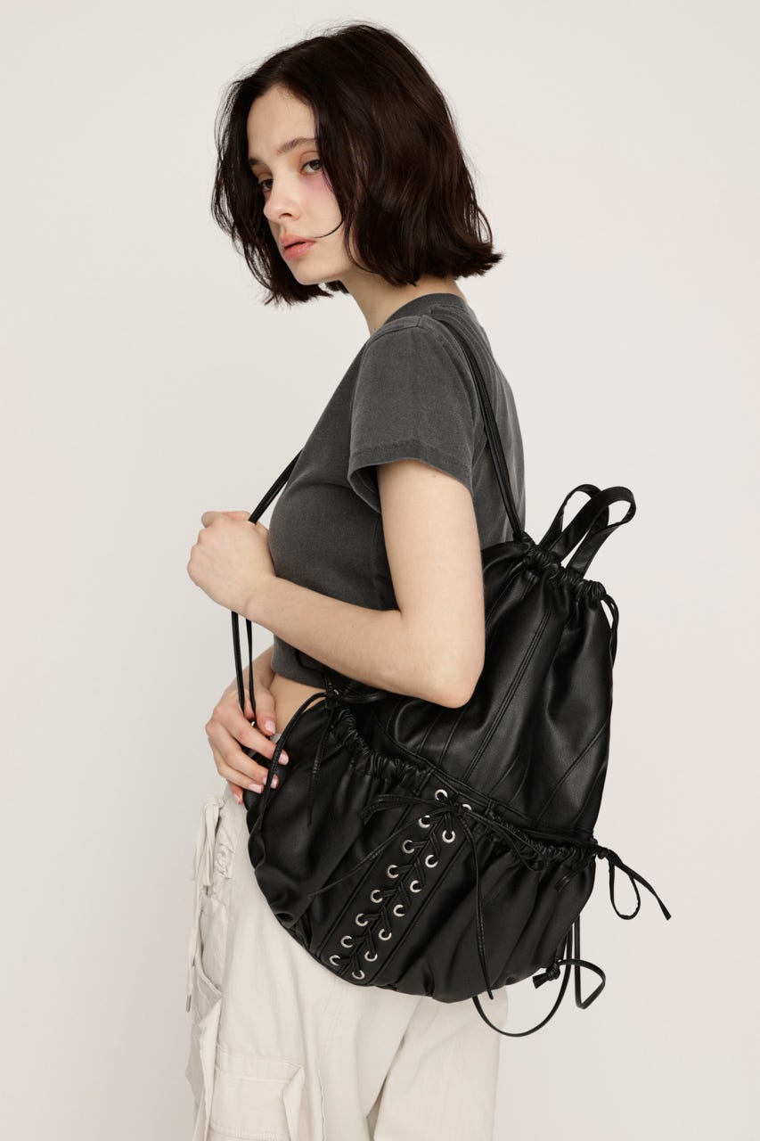F／LEATHER BONDAGE KNAPSACK BLK FREE