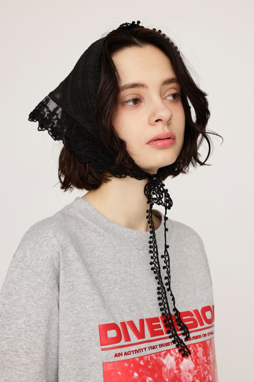 LACE EDGE スカーフ BLK FREE