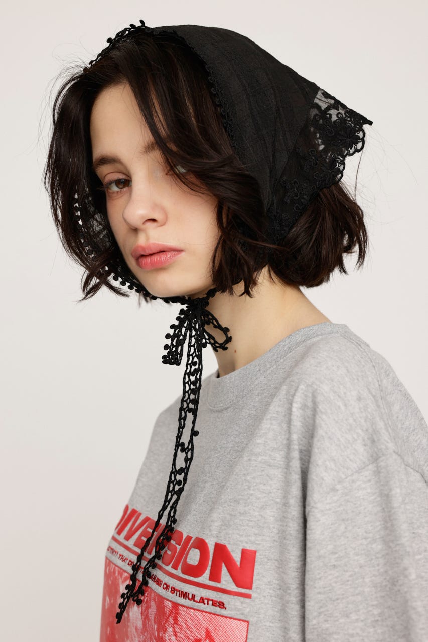 LACE EDGE スカーフ BLK FREE