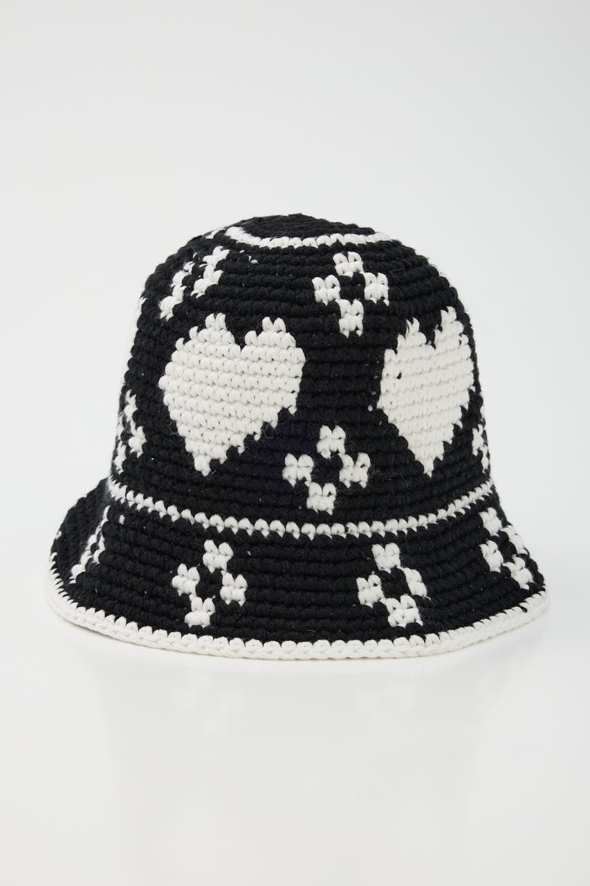 HEART KNIT BUCKET ハット BLK FREE