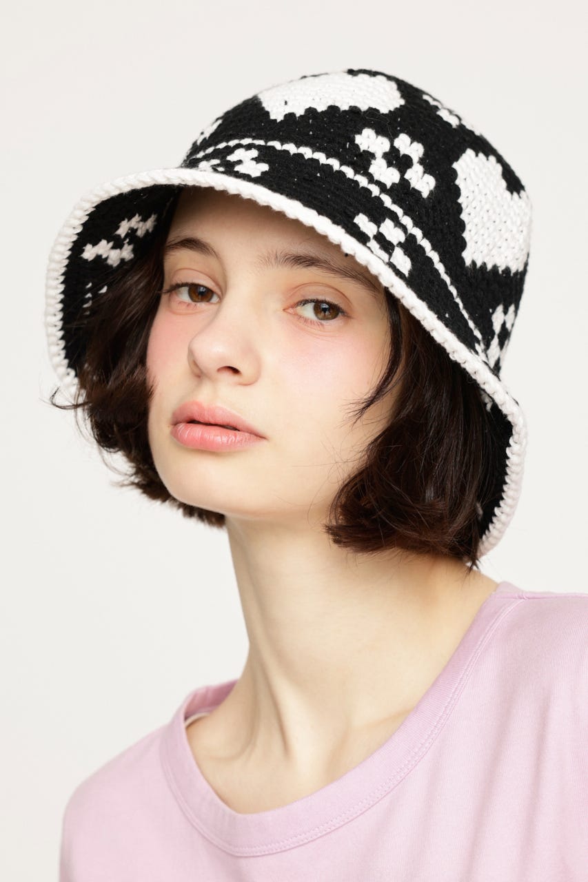 HEART KNIT BUCKET ハット BLK FREE