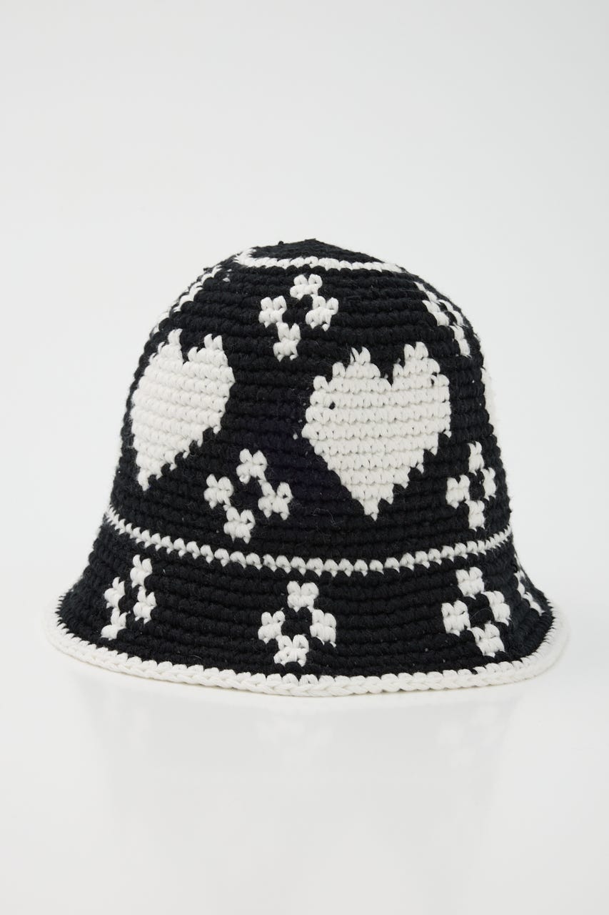 HEART KNIT BUCKET ハット BLK FREE