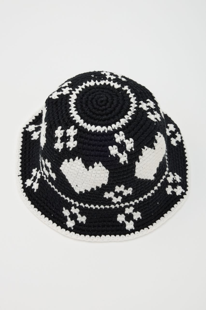 HEART KNIT BUCKET ハット BLK FREE