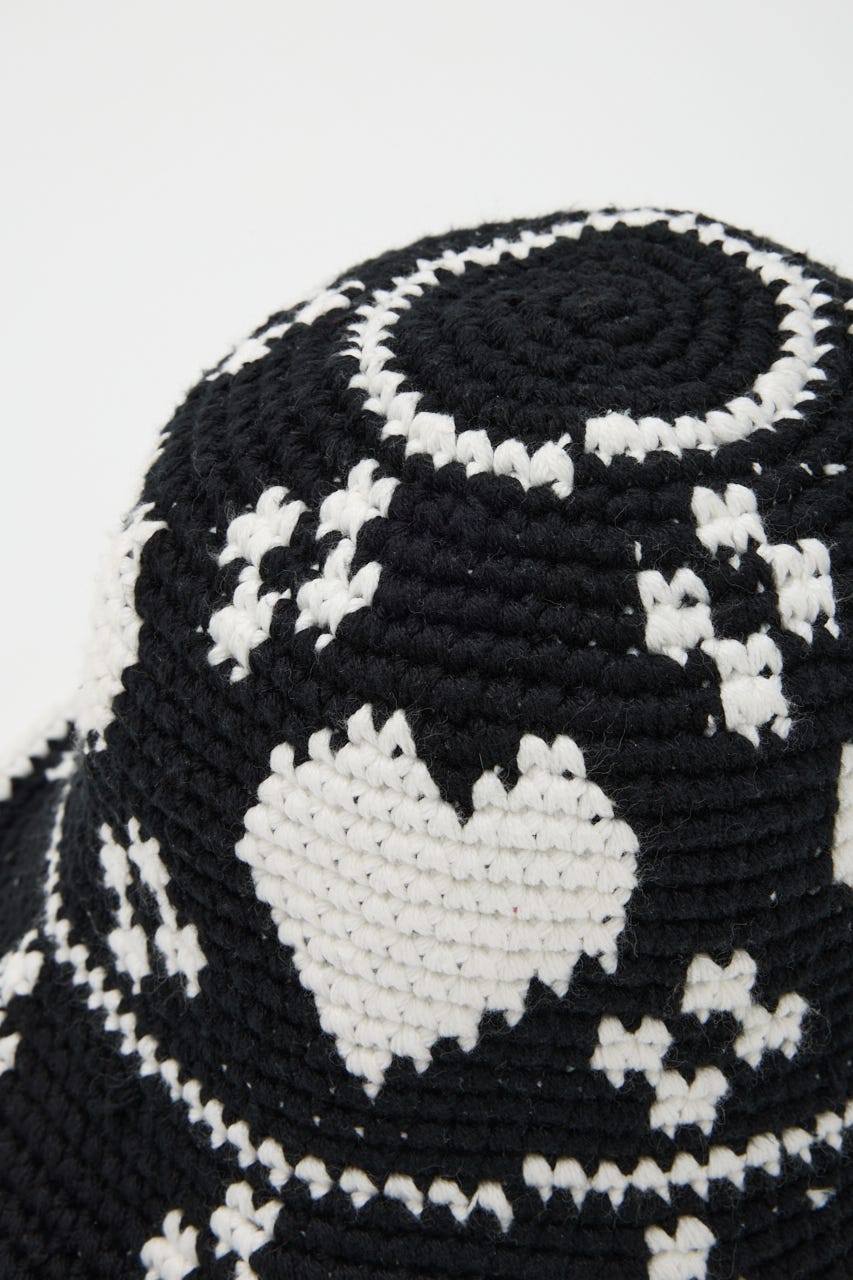HEART KNIT BUCKET ハット BLK FREE