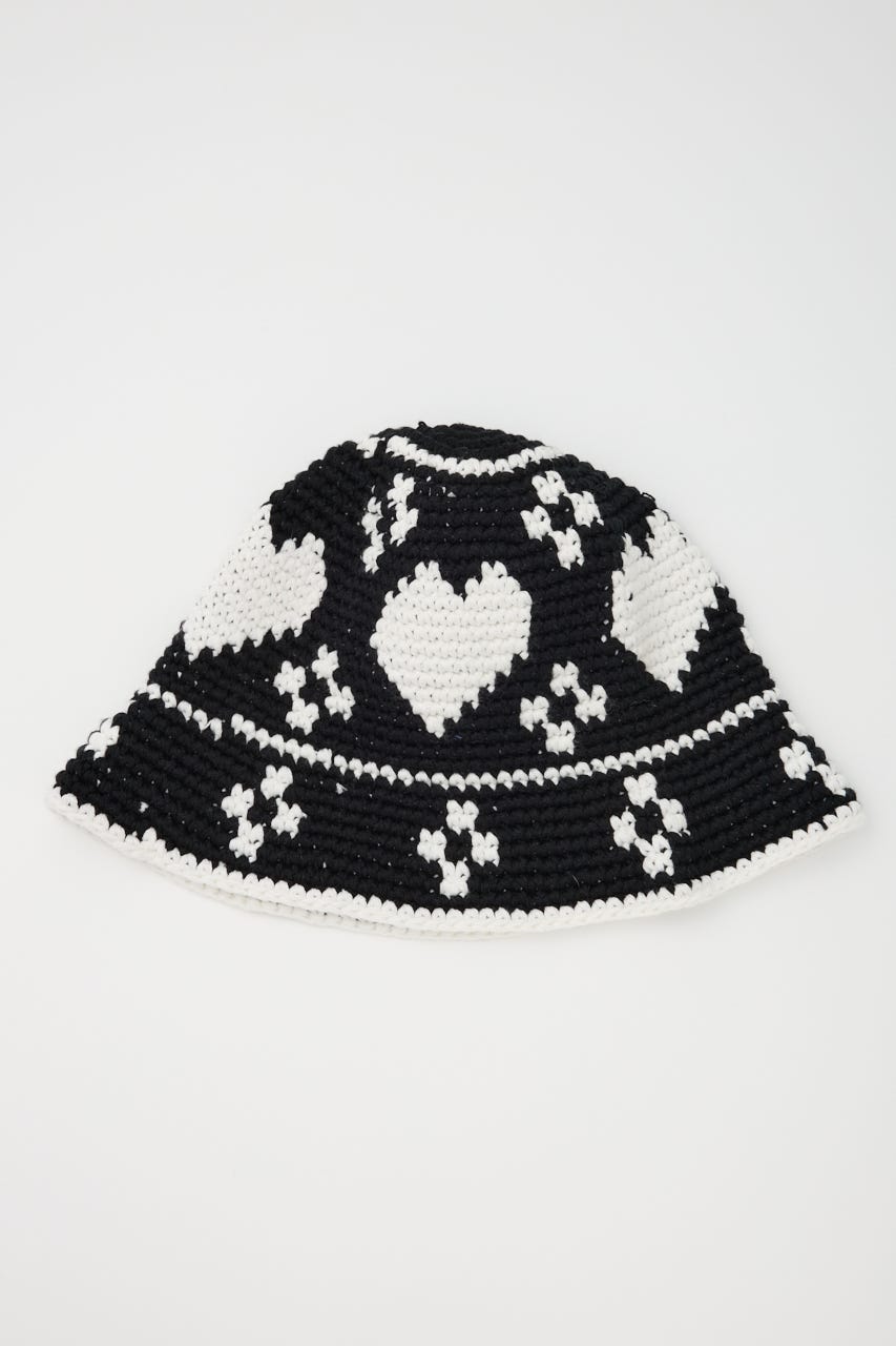 HEART KNIT BUCKET ハット BLK FREE
