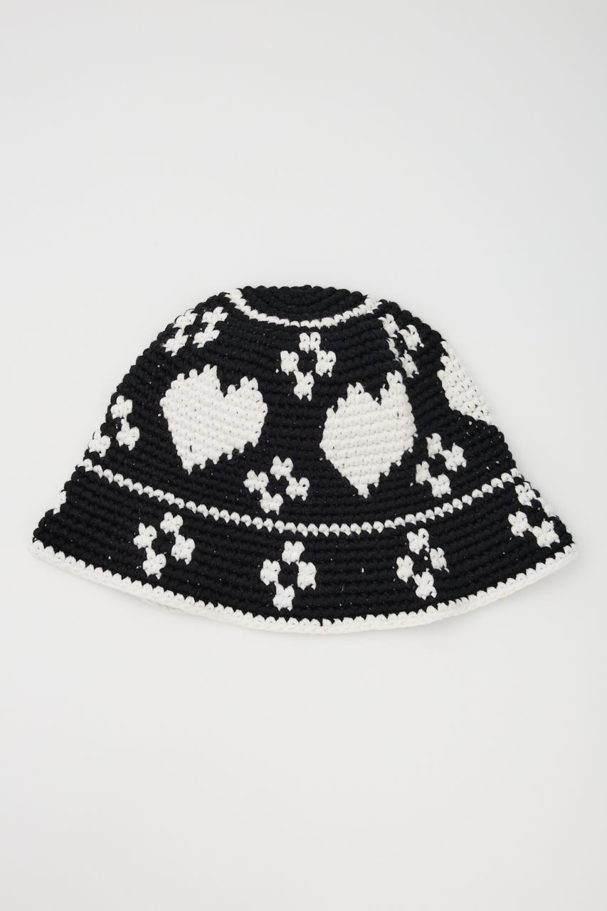 HEART KNIT BUCKET ハット BLK FREE