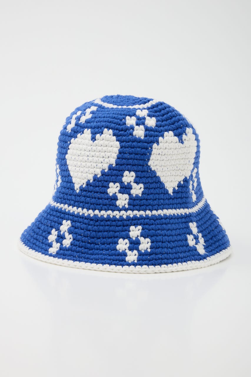 HEART KNIT BUCKET ハット BLU FREE