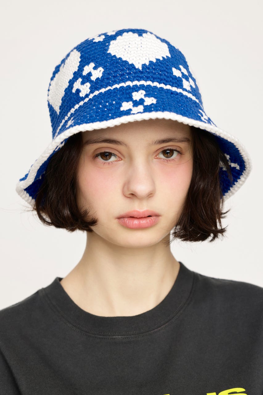 HEART KNIT BUCKET ハット BLU FREE
