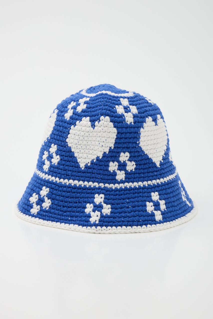 HEART KNIT BUCKET ハット BLU FREE