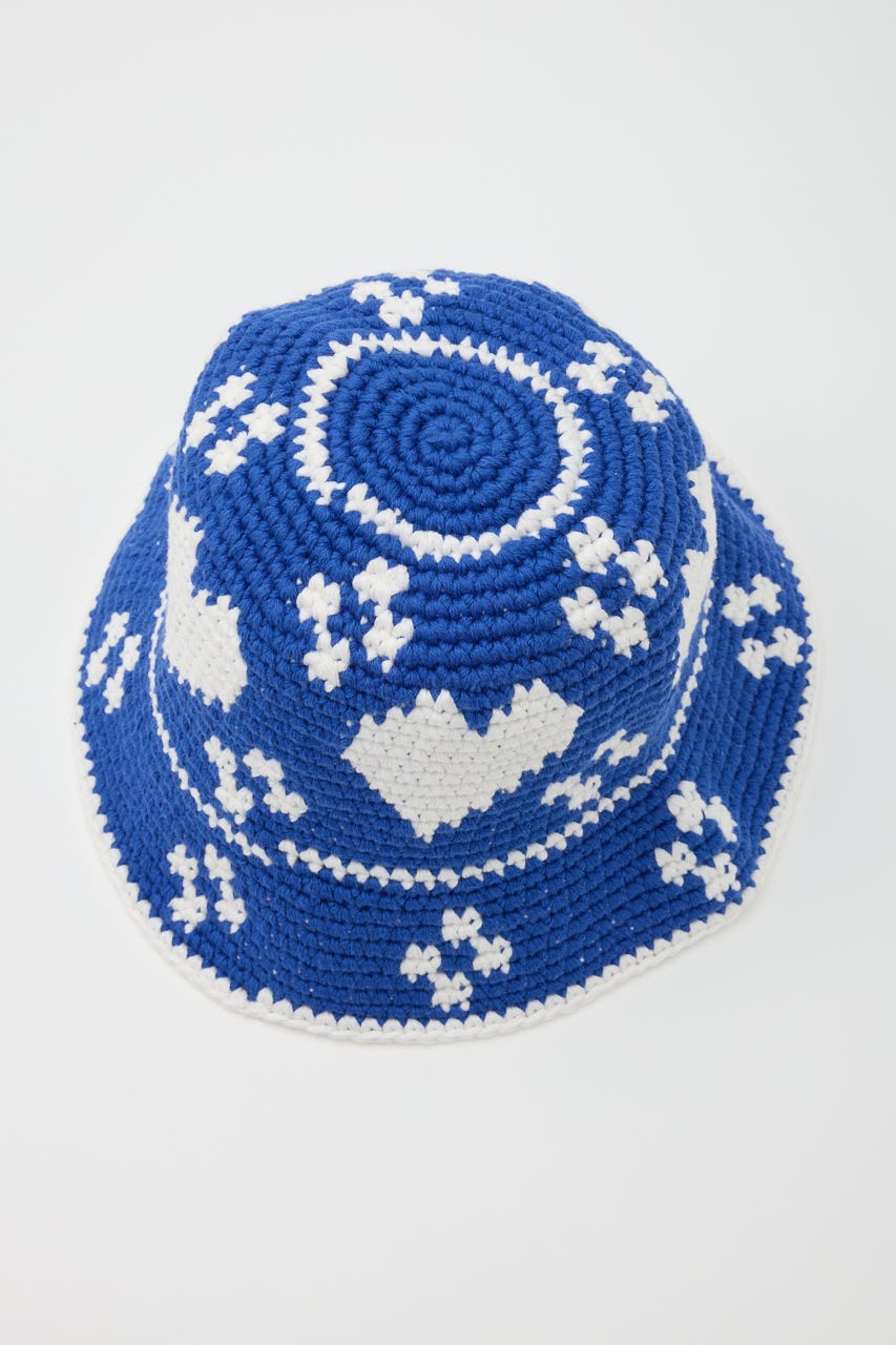HEART KNIT BUCKET ハット BLU FREE