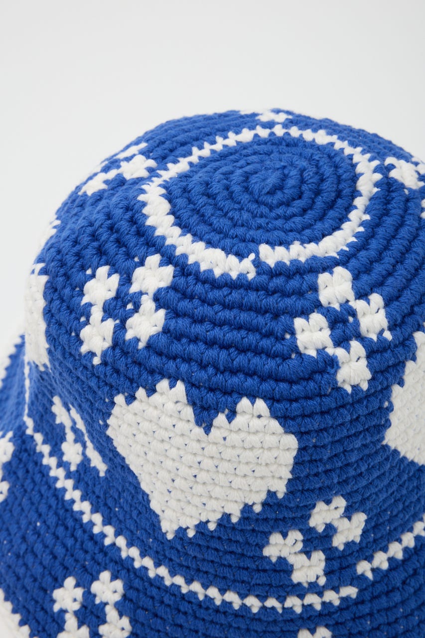 HEART KNIT BUCKET ハット BLU FREE