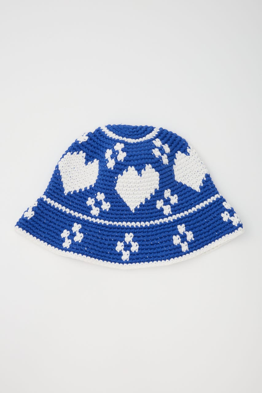 HEART KNIT BUCKET ハット BLU FREE