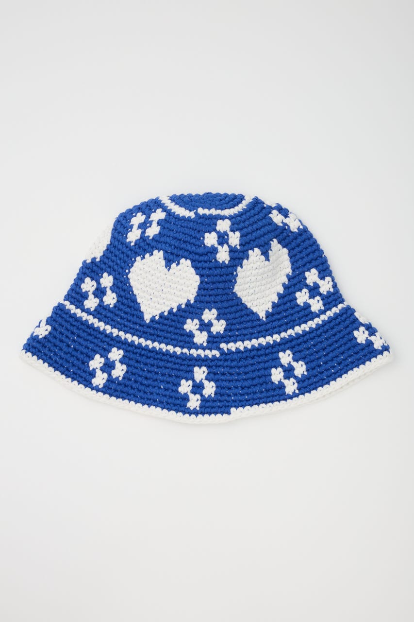 HEART KNIT BUCKET ハット BLU FREE