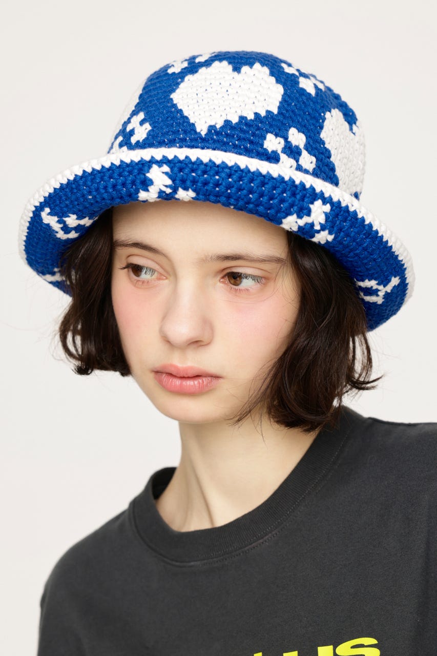 HEART KNIT BUCKET ハット BLU FREE