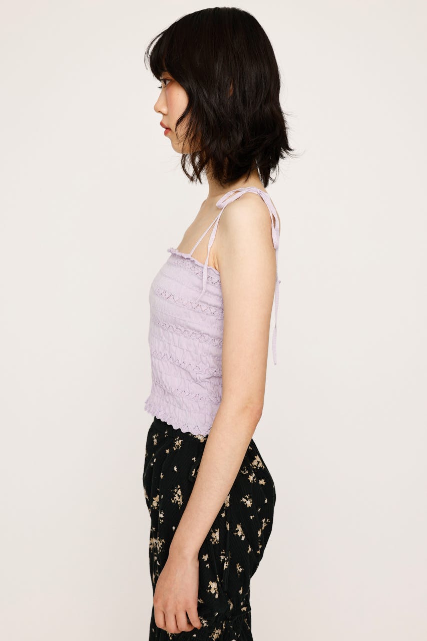 キャミソール drawstring ribbon camisole blouse SLY キャミソール SHIRRING RIBBON CAMI シャーリング リボン