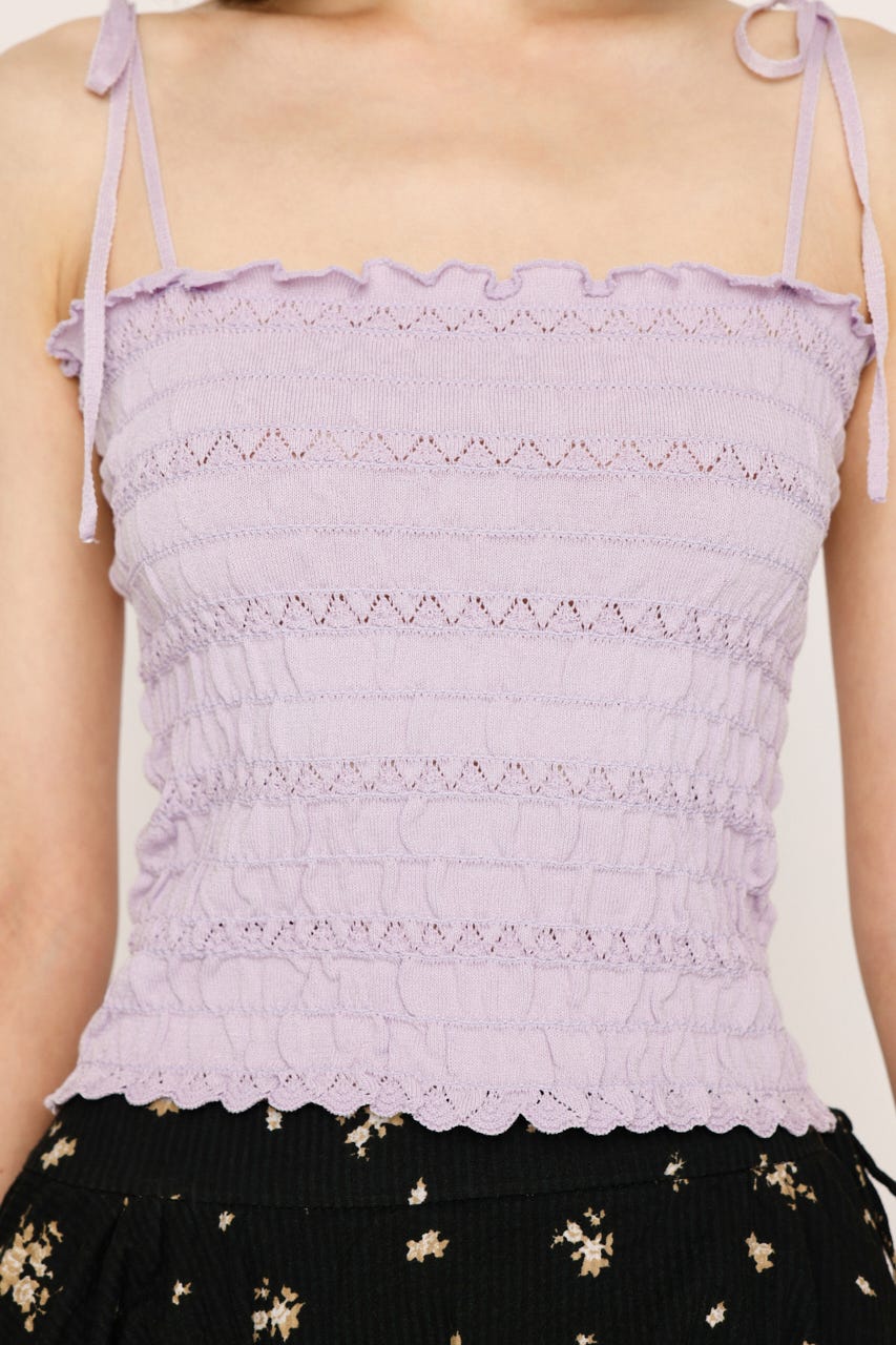 トップス andmary Shirring ribbon camisole ANDMARY】Shirring ribbon camisole
