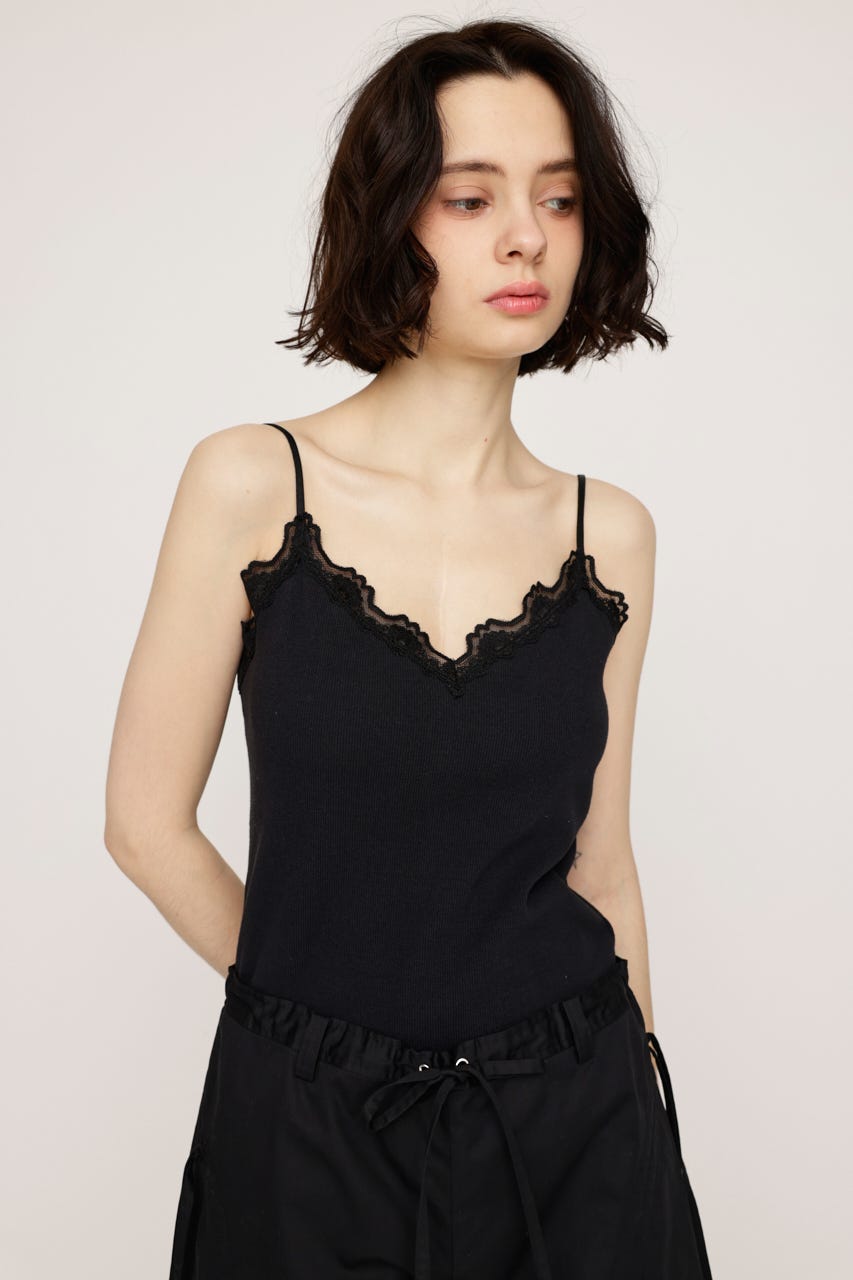 LACE DOCKING キャミソール BLK FREE