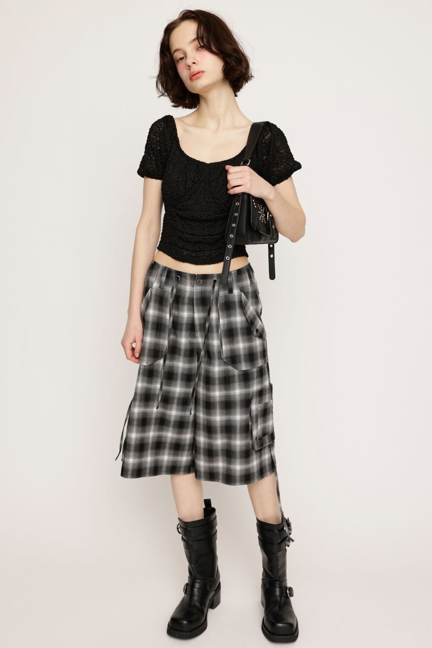 PUFF SLEEVE GATHER CUT トップス BLK FREE