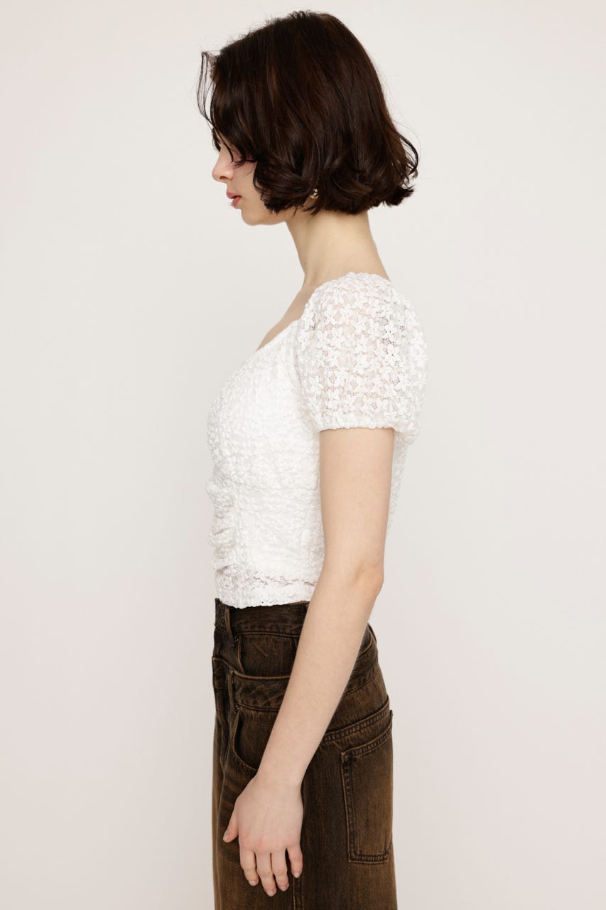 PUFF SLEEVE GATHER CUT トップス WHT FREE