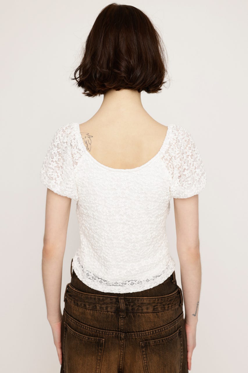 PUFF SLEEVE GATHER CUT トップス WHT FREE