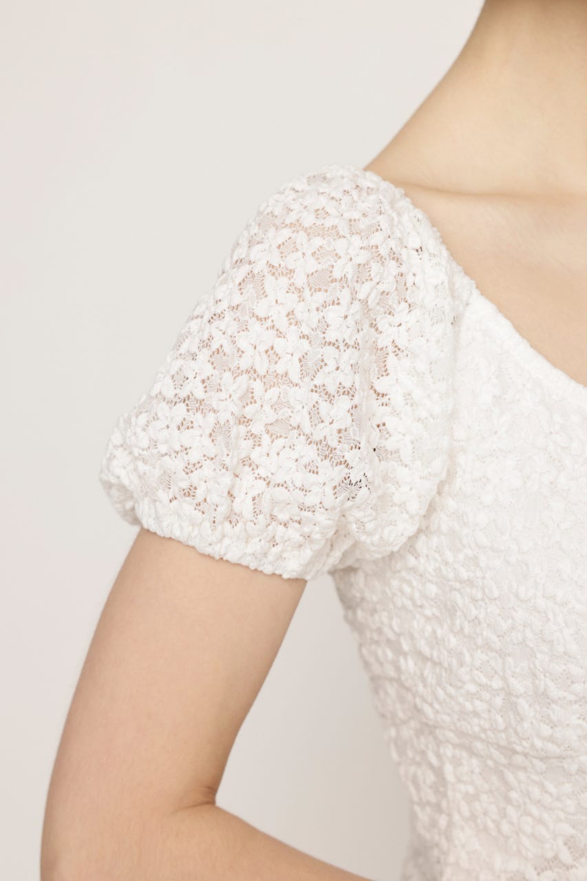 PUFF SLEEVE GATHER CUT トップス WHT FREE