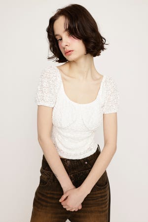 PUFF SLEEVE GATHER CUT トップス