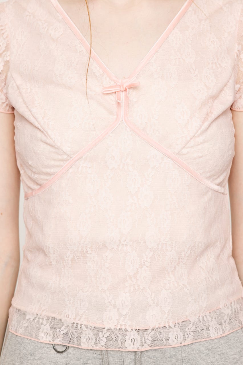 トップス a SLY | V／N VELOURS TAPE LACE トップス (Tシャツ・カットソー