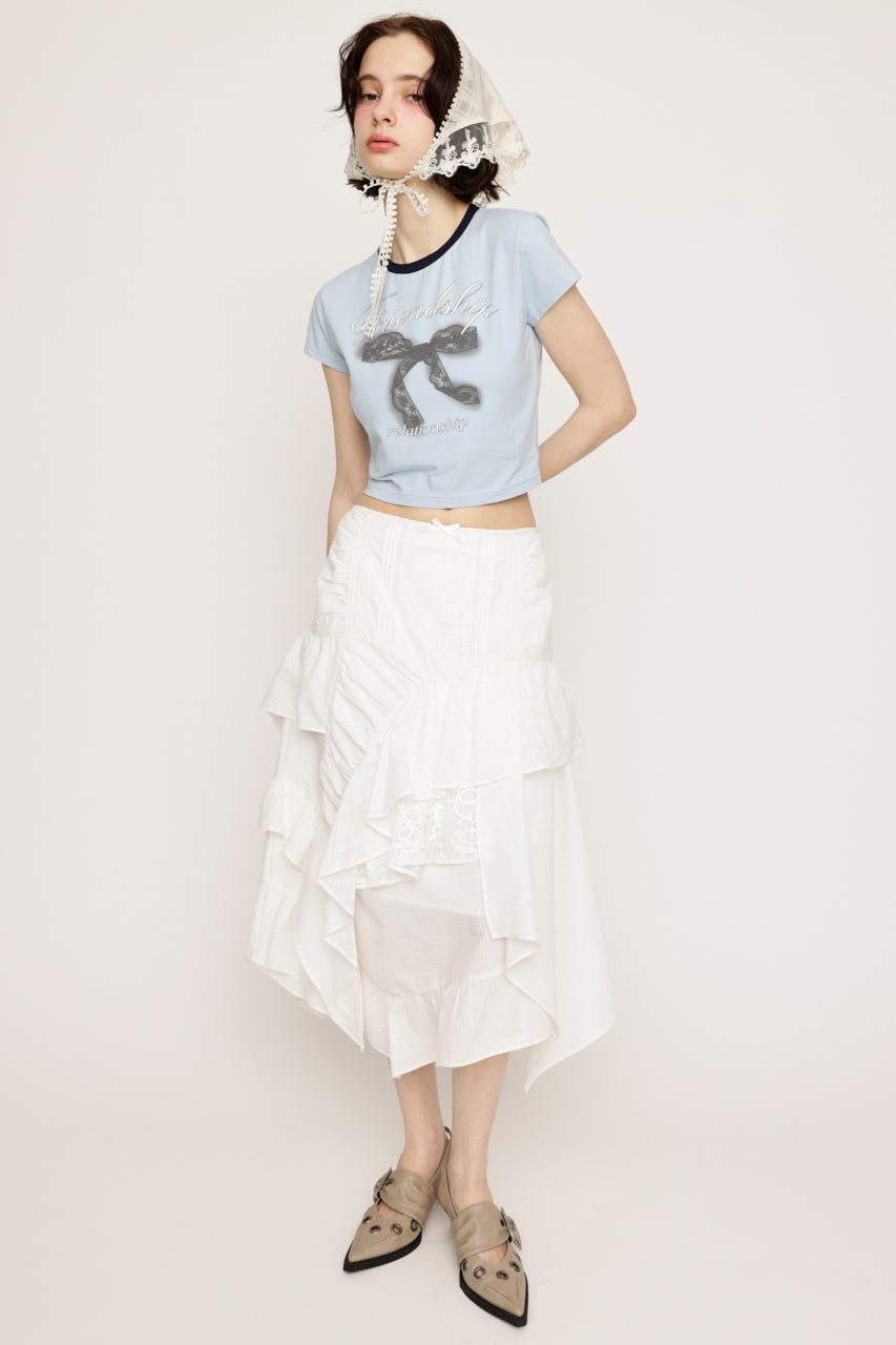 RIBBON COMPACT Tシャツ L/BLU FREE