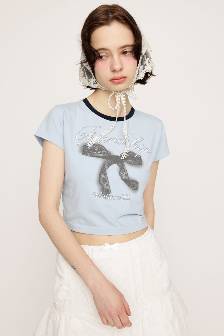 RIBBON COMPACT Tシャツ L/BLU FREE