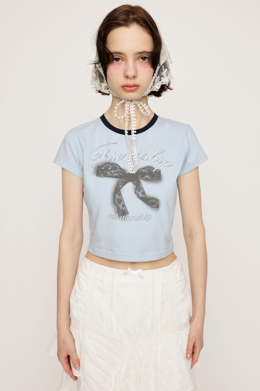 RIBBON COMPACT Tシャツ L/BLU FREE