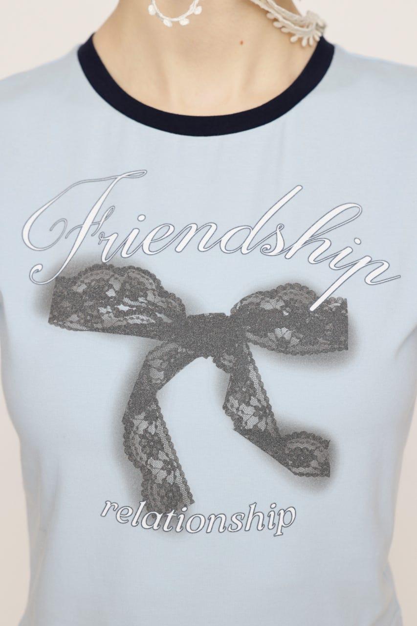 RIBBON COMPACT Tシャツ L/BLU FREE