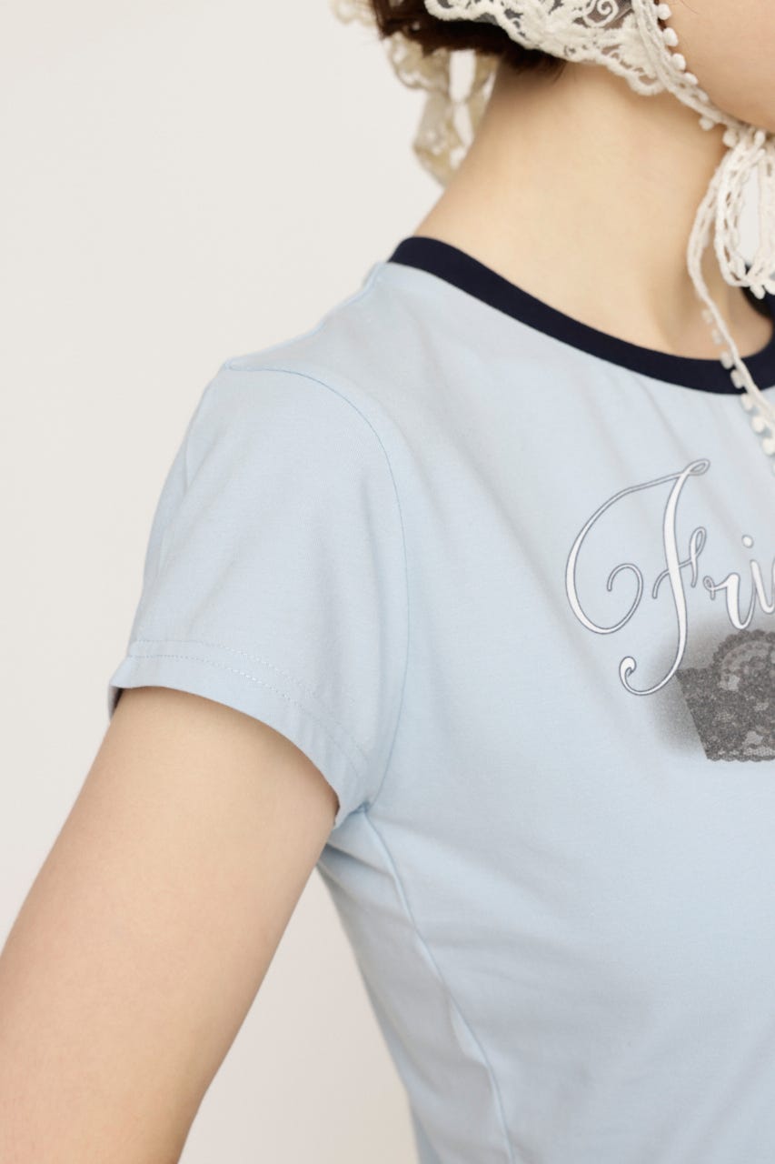 RIBBON COMPACT Tシャツ L/BLU FREE