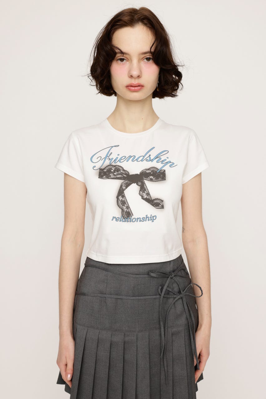 RIBBON COMPACT Tシャツ WHT FREE