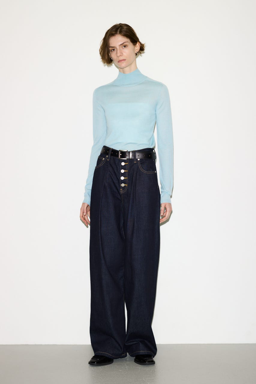 【THROW】BUTTONFLY TUCK LOOSE PT-AB D/BLU 1