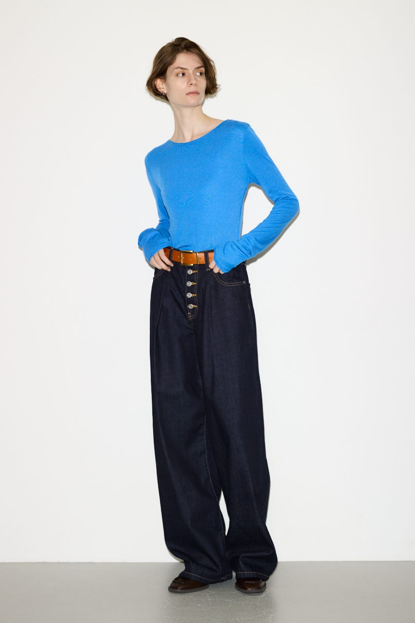 【THROW】BUTTONFLY TUCK LOOSE PT-AB D/BLU 1
