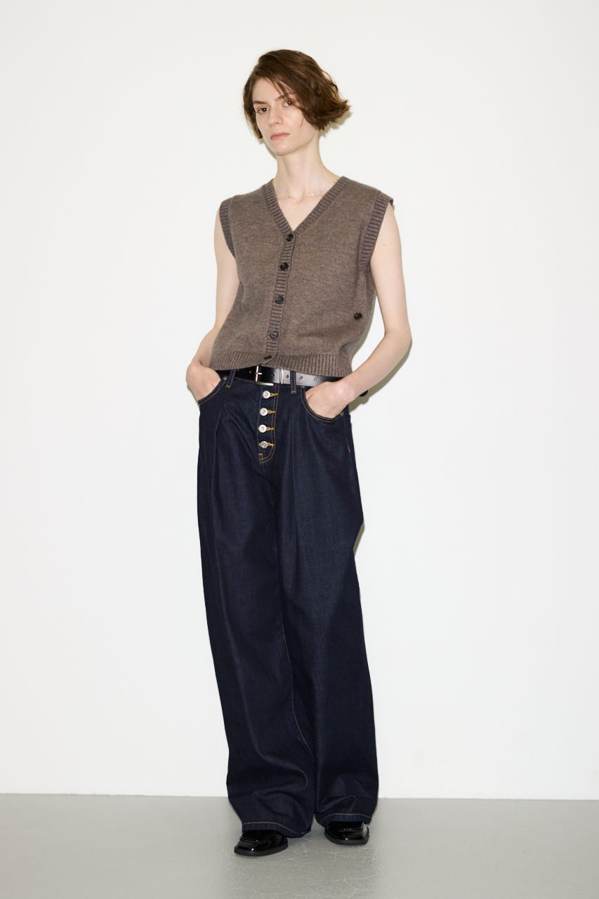 【THROW】BUTTONFLY TUCK LOOSE PT-AB D/BLU 1