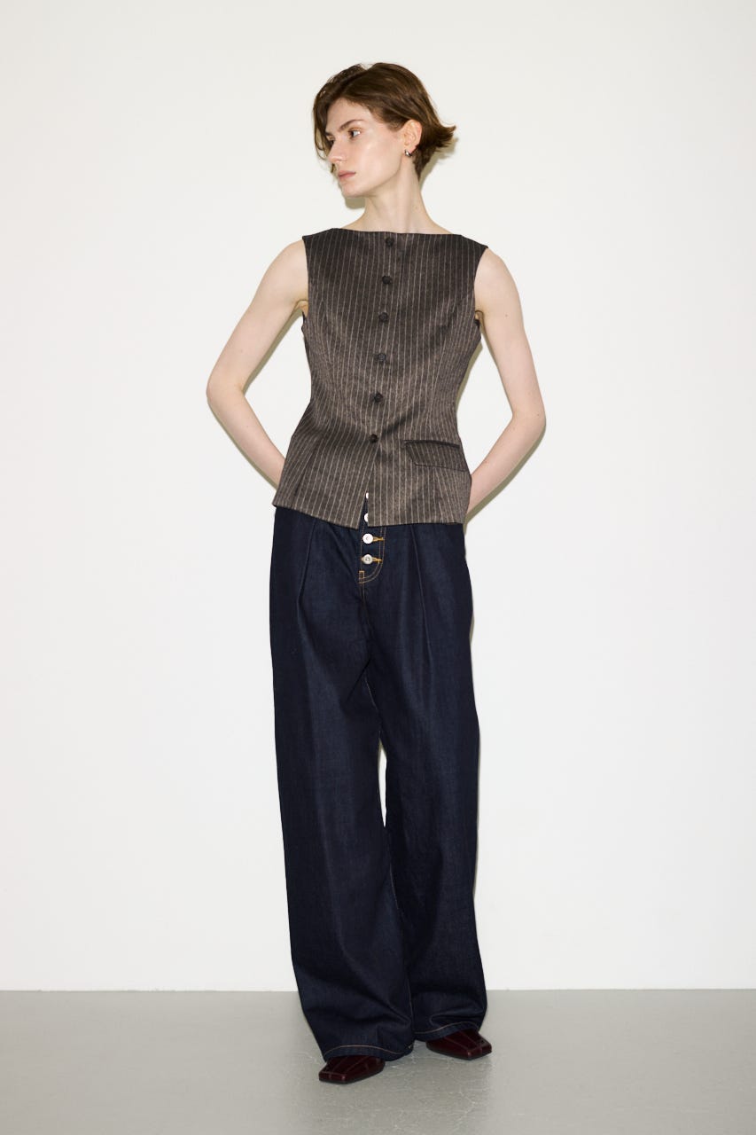 【THROW】BUTTONFLY TUCK LOOSE PT-AB D/BLU 1